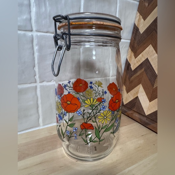 Vintage Arc France Other - Vintage Arc De France R Carmen Poppy Flowers Lidded Glass Storage Jar